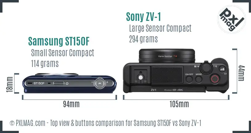 Samsung ST150F vs Sony ZV-1 top view buttons comparison Samsung ST150F vs Sony ZV-1 top view buttons comparison
