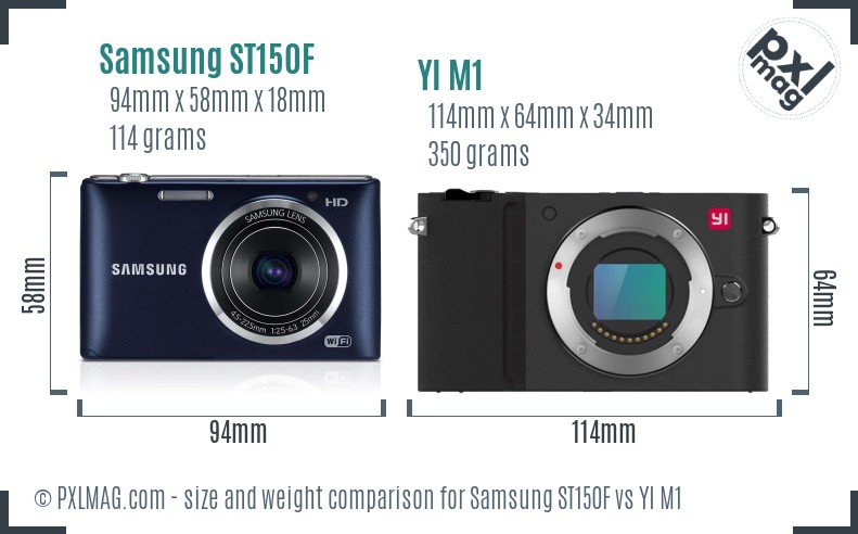 Samsung ST150F vs YI M1 size comparison Samsung ST150F vs YI M1 size comparison