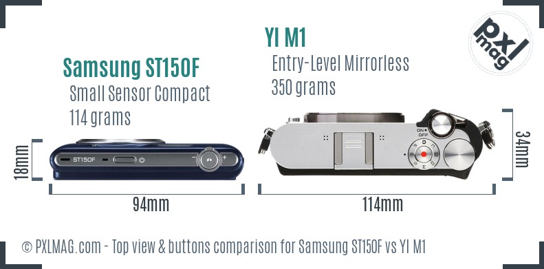 Samsung ST150F vs YI M1 top view buttons comparison