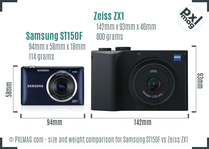 Samsung ST150F vs Zeiss ZX1 size comparison Samsung ST150F vs Zeiss ZX1 size comparison