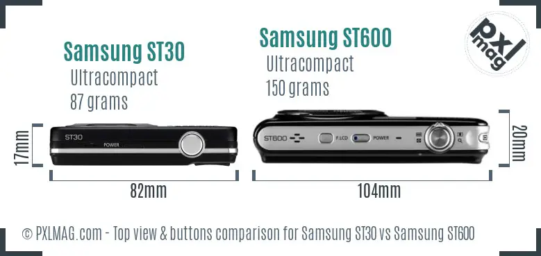 Samsung ST30 vs Samsung ST600 top view buttons comparison