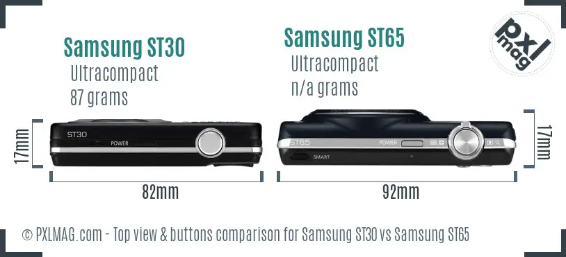 Samsung ST30 vs Samsung ST65 top view buttons comparison