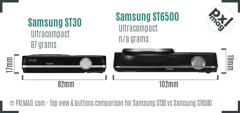 Samsung ST30 vs Samsung ST6500 top view buttons comparison