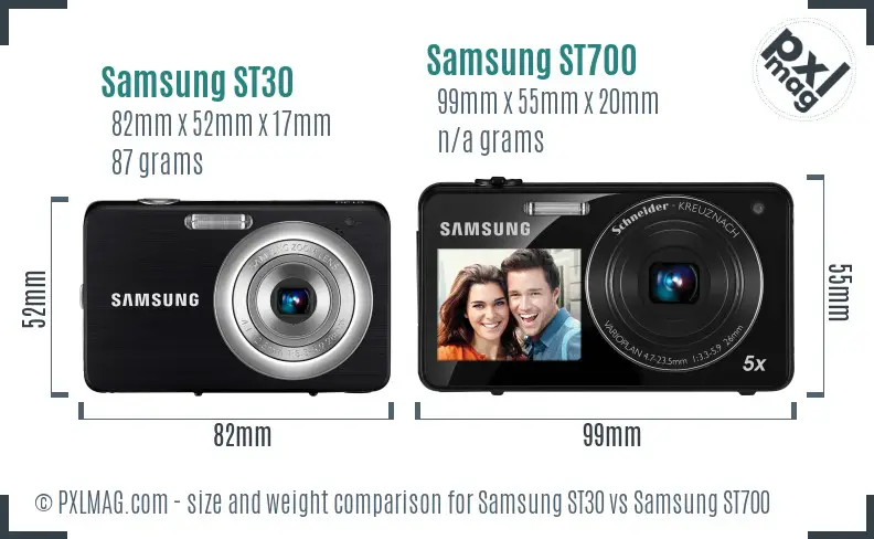 Samsung ST30 vs Samsung ST700 size comparison