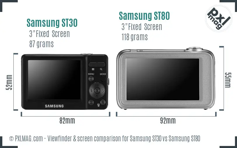 Samsung ST30 vs Samsung ST80 Screen and Viewfinder comparison