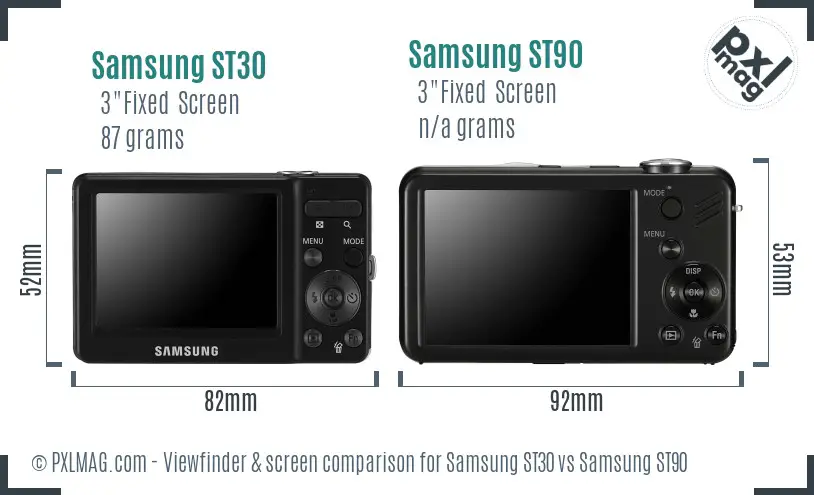 Samsung ST30 vs Samsung ST90 Screen and Viewfinder comparison