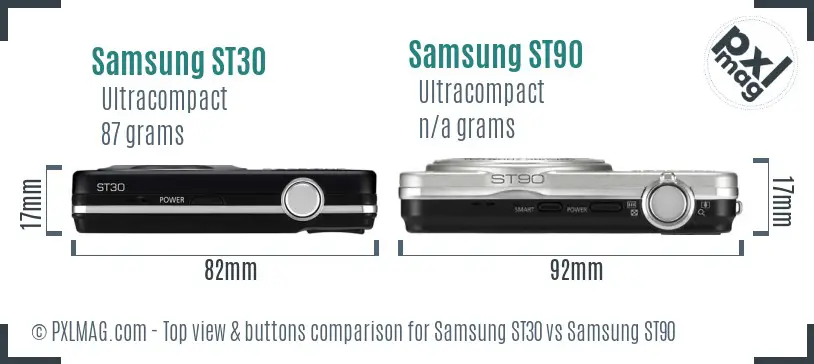 Samsung ST30 vs Samsung ST90 top view buttons comparison