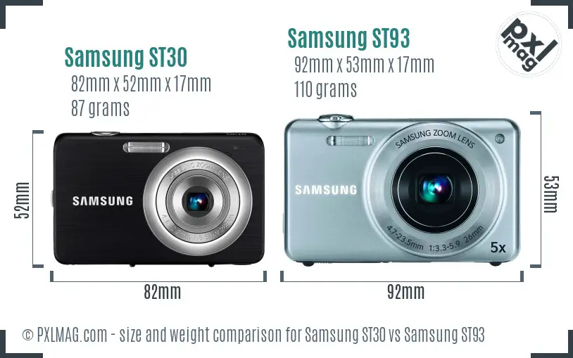 Samsung ST30 vs Samsung ST93 size comparison