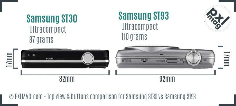 Samsung ST30 vs Samsung ST93 top view buttons comparison