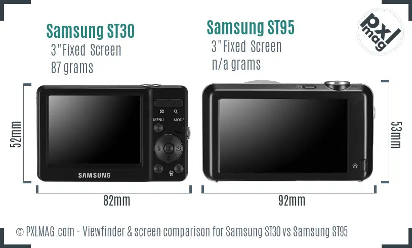 Samsung ST30 vs Samsung ST95 Screen and Viewfinder comparison
