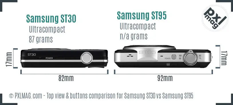 Samsung ST30 vs Samsung ST95 top view buttons comparison