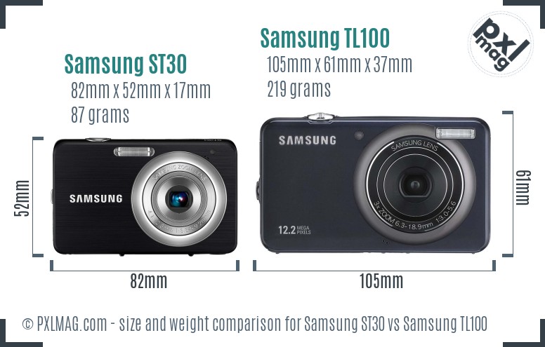 Samsung ST30 vs Samsung TL100 size comparison