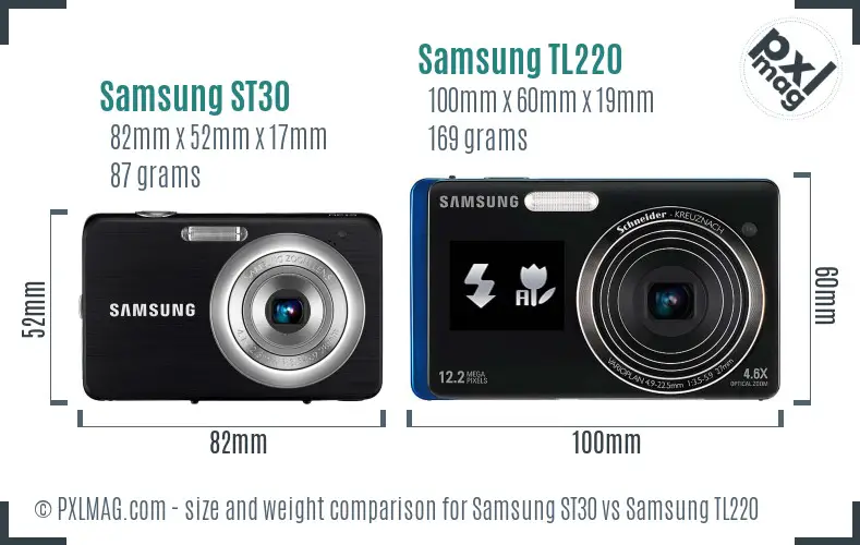 Samsung ST30 vs Samsung TL220 size comparison