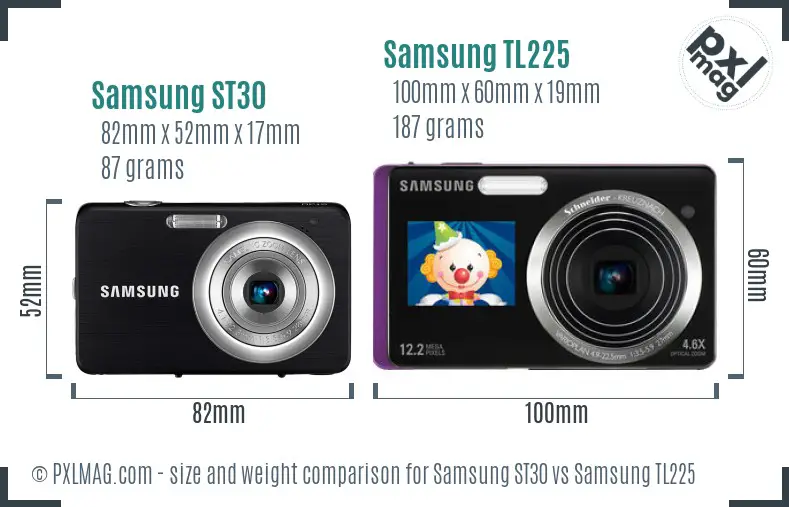 Samsung ST30 vs Samsung TL225 size comparison