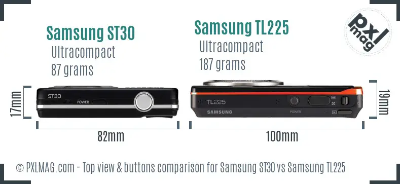 Samsung ST30 vs Samsung TL225 top view buttons comparison
