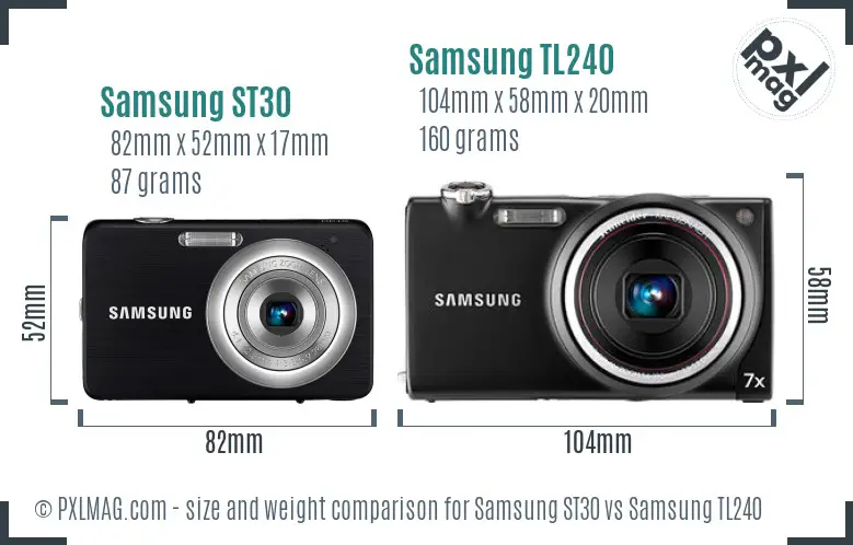 Samsung ST30 vs Samsung TL240 size comparison
