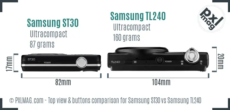 Samsung ST30 vs Samsung TL240 top view buttons comparison