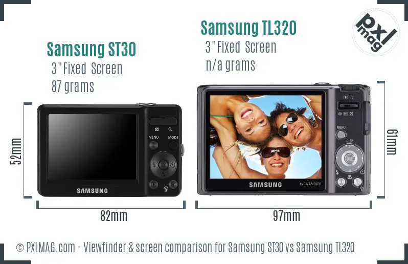 Samsung ST30 vs Samsung TL320 Screen and Viewfinder comparison