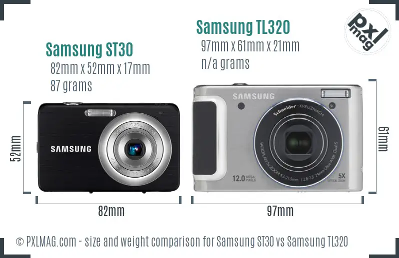 Samsung ST30 vs Samsung TL320 size comparison