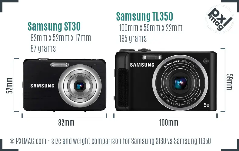 Samsung ST30 vs Samsung TL350 size comparison
