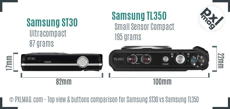 Samsung ST30 vs Samsung TL350 top view buttons comparison
