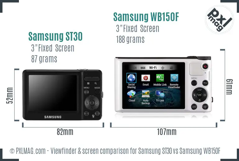 Samsung ST30 vs Samsung WB150F Screen and Viewfinder comparison