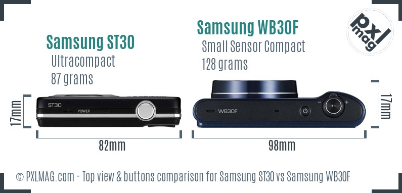 Samsung ST30 vs Samsung WB30F top view buttons comparison