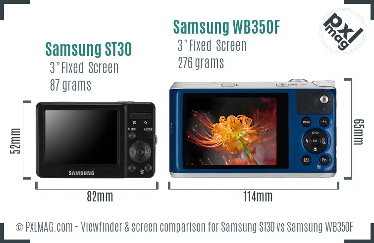 Samsung ST30 vs Samsung WB350F Screen and Viewfinder comparison