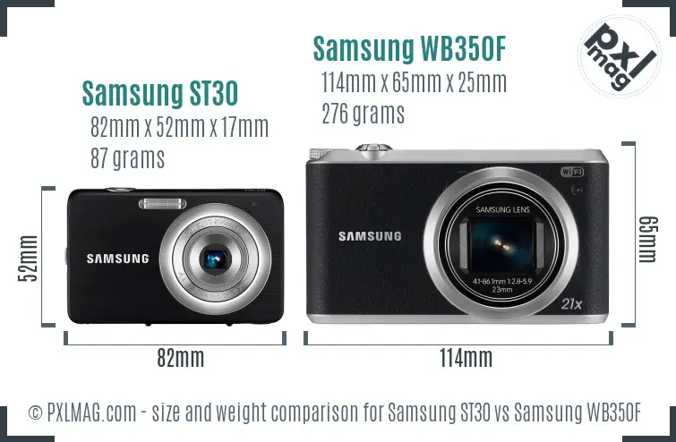 Samsung ST30 vs Samsung WB350F size comparison