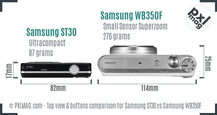 Samsung ST30 vs Samsung WB350F top view buttons comparison