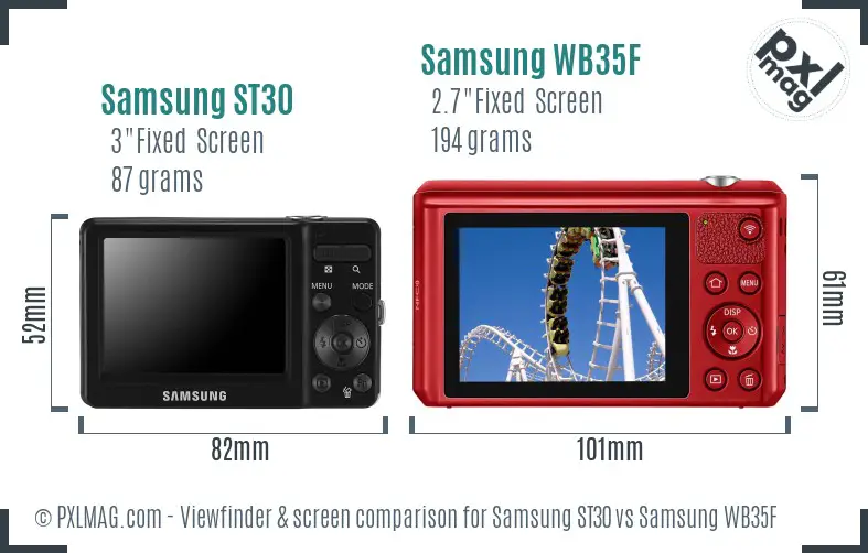 Samsung ST30 vs Samsung WB35F Screen and Viewfinder comparison