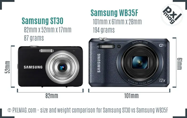 Samsung ST30 vs Samsung WB35F size comparison