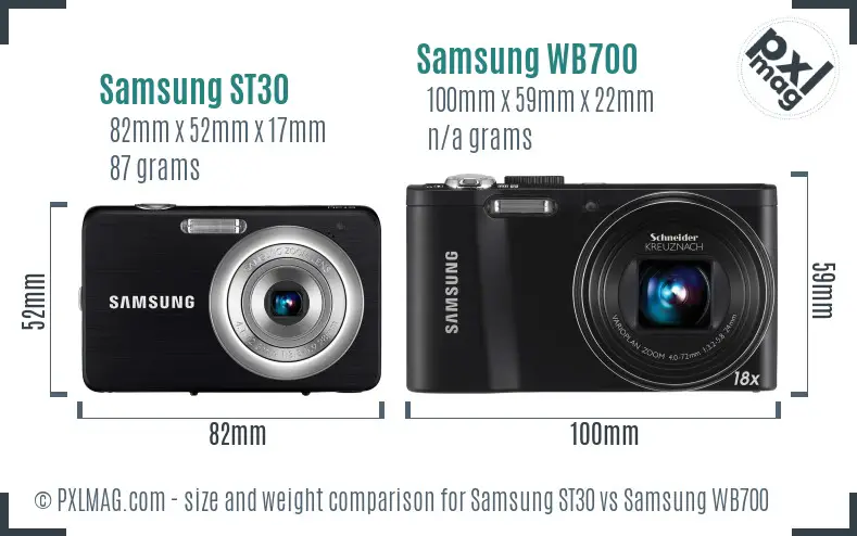 Samsung ST30 vs Samsung WB700 size comparison