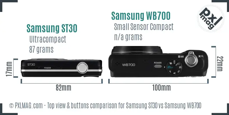 Samsung ST30 vs Samsung WB700 top view buttons comparison