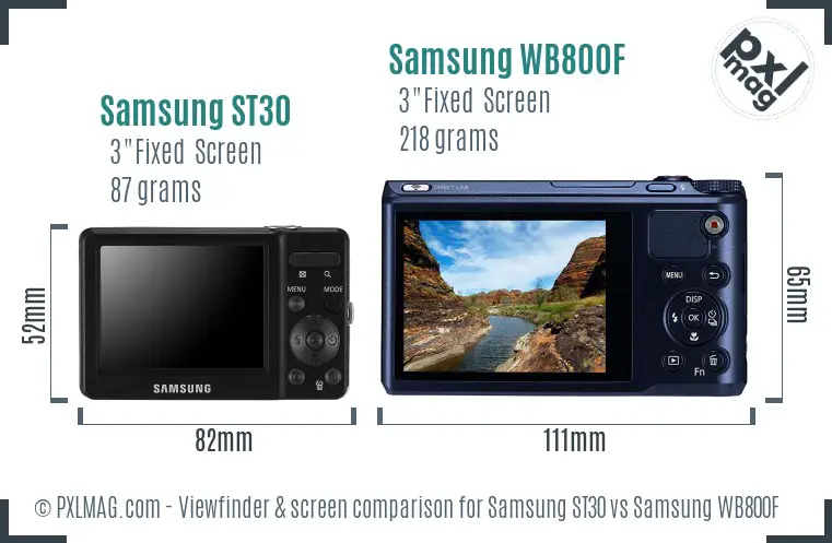 Samsung ST30 vs Samsung WB800F Screen and Viewfinder comparison