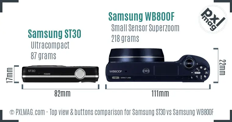 Samsung ST30 vs Samsung WB800F top view buttons comparison