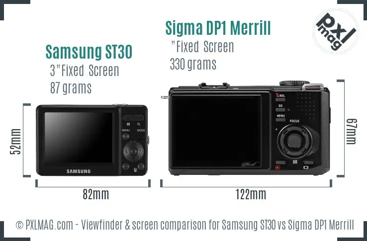 Samsung ST30 vs Sigma DP1 Merrill Screen and Viewfinder comparison