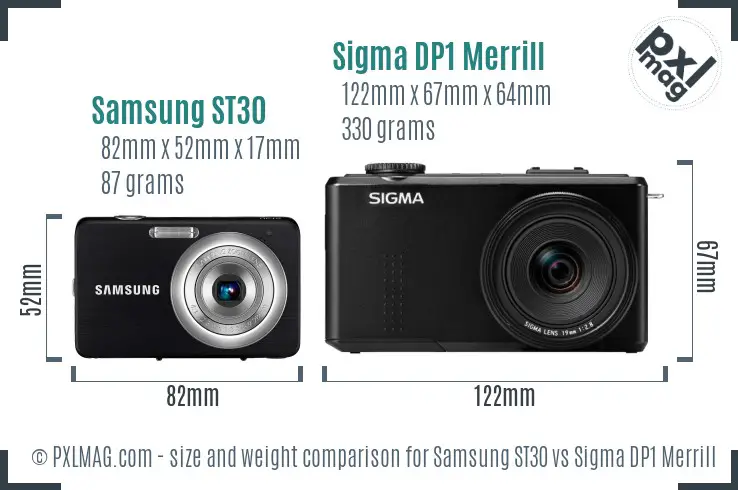 Samsung ST30 vs Sigma DP1 Merrill size comparison
