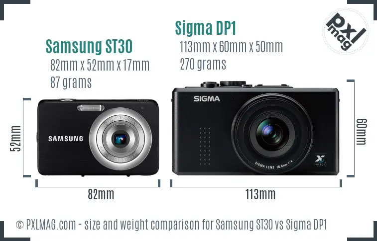 Samsung ST30 vs Sigma DP1 size comparison