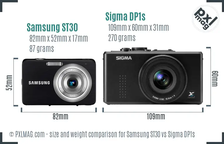 Samsung ST30 vs Sigma DP1s size comparison