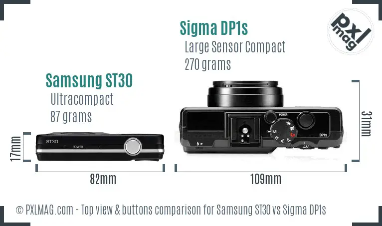 Samsung ST30 vs Sigma DP1s top view buttons comparison