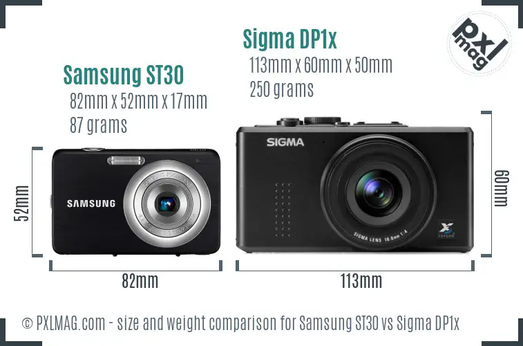 Samsung ST30 vs Sigma DP1x size comparison