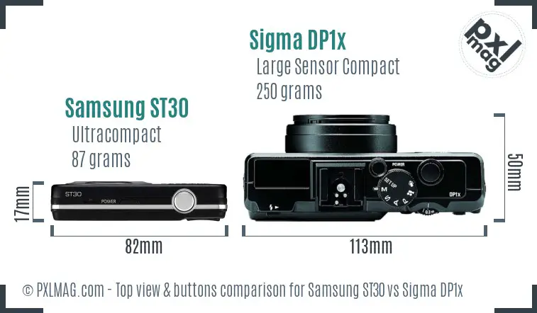 Samsung ST30 vs Sigma DP1x top view buttons comparison