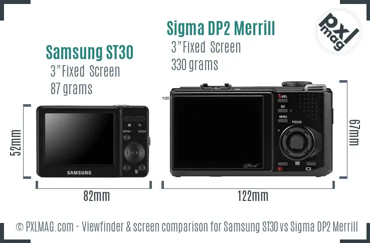 Samsung ST30 vs Sigma DP2 Merrill Screen and Viewfinder comparison