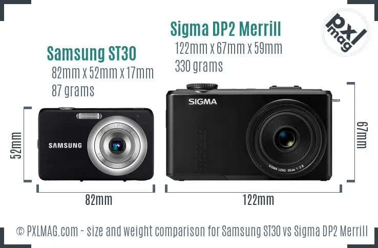 Samsung ST30 vs Sigma DP2 Merrill size comparison