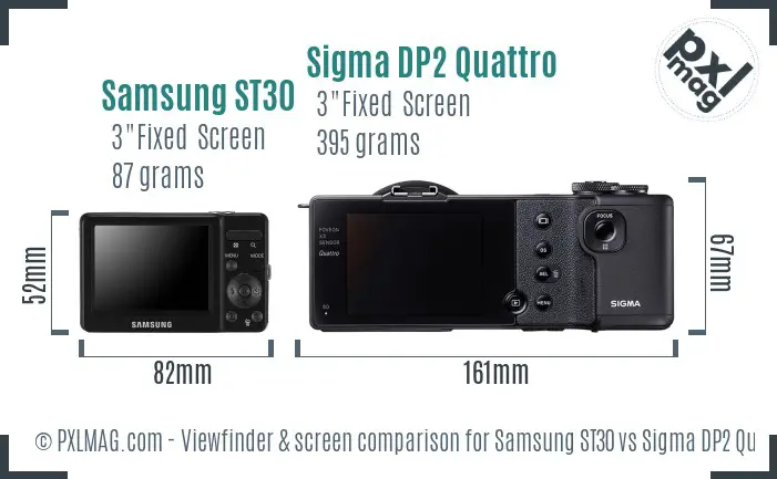 Samsung ST30 vs Sigma DP2 Quattro Screen and Viewfinder comparison