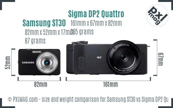 Samsung ST30 vs Sigma DP2 Quattro size comparison