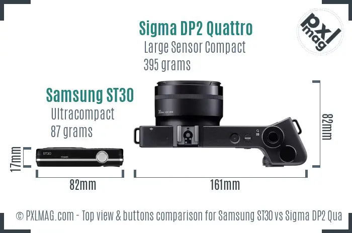 Samsung ST30 vs Sigma DP2 Quattro top view buttons comparison