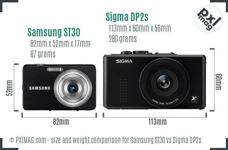 Samsung ST30 vs Sigma DP2s size comparison