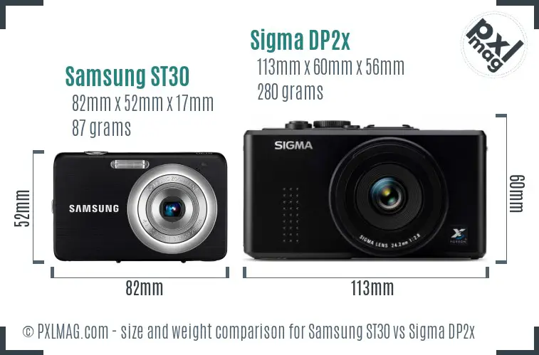 Samsung ST30 vs Sigma DP2x size comparison
